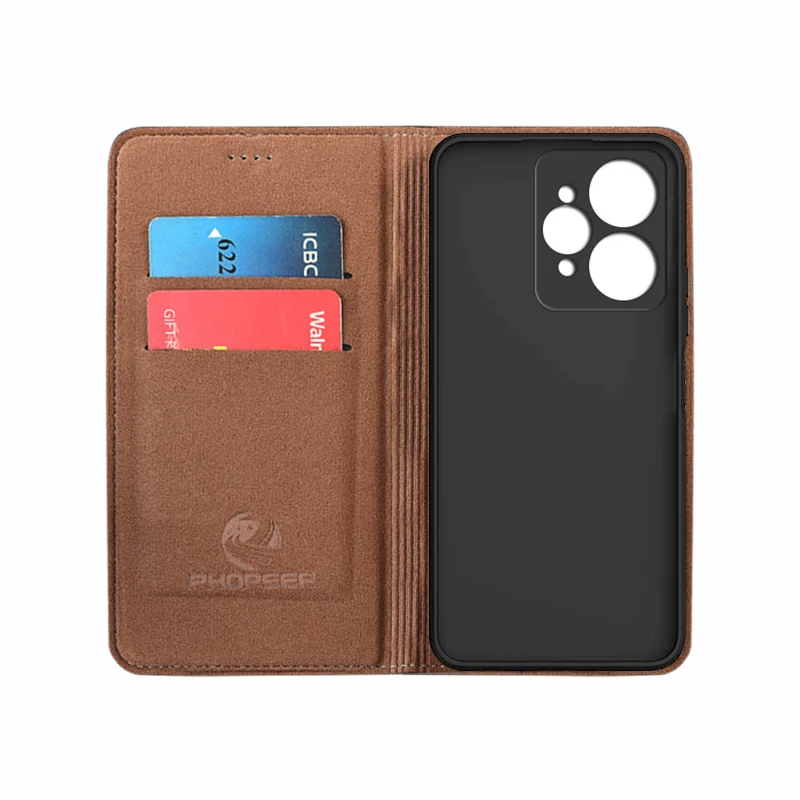 Luxury Cowhide Genuine Leather Flip Case with Napa Texture and Card Pocket Wallet
