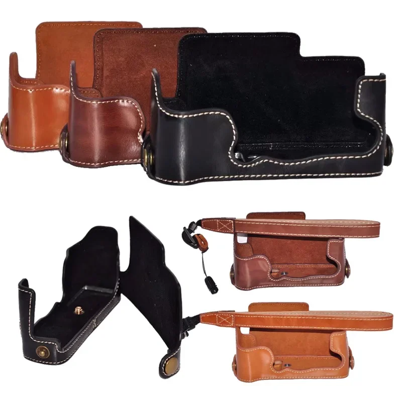 Custodia Per Fotocamera In Pelle Pu Per Fujifilm Fuji Xe3 X-E3 Mezza Borsa Body Set Apertura Della Batteria