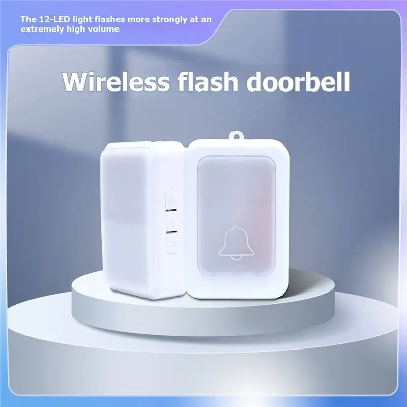 【Y19A】12개의 조명이 깜박이는 무선 초인종 장거리 도어벨 차임벨 노인 청각 장애인 서비스 호출 장치 EU 플러그