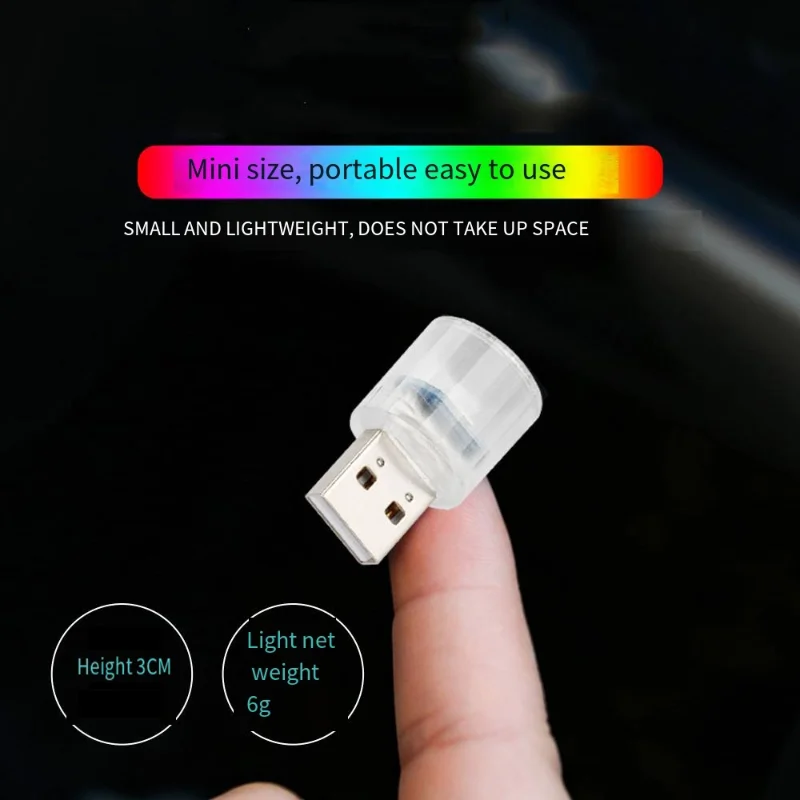 Mini USB LED Ambient Light Decorative Atmosphere Lamps for Interior Environment Auto PC Computer Portable Light Plug Play lkt flexible car atmosphere lamps app sound control rgb mode colorful auto interior ambient light decorative lamp