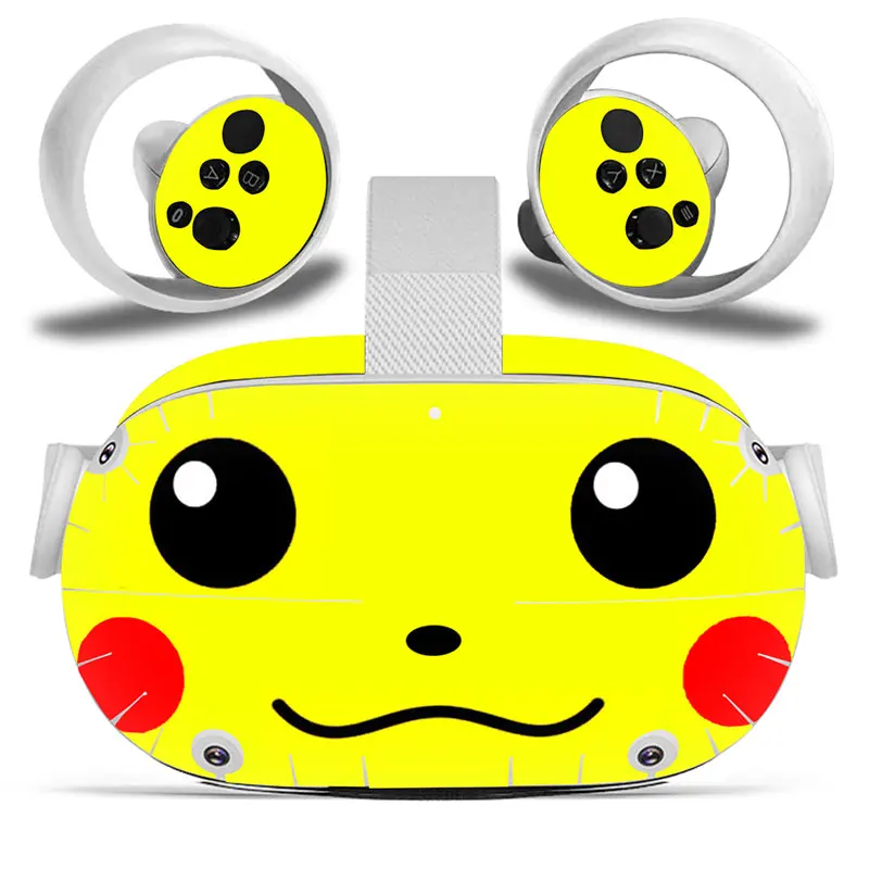 Pokemon Pikachu Mario Vinyl Skin Sticker for Oculus Quest 2 VR Skin Sticker Headset Virtual Reality Decals Protective PVC 