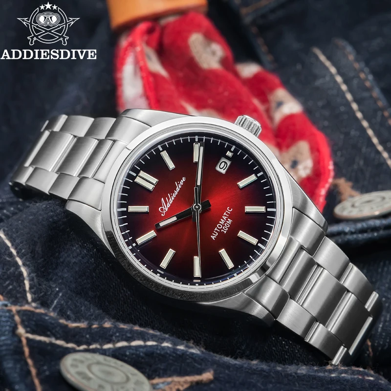 ADDIESDIVE Watch New AD2071 Top Brand Sappire Green Gradient Dial Luxury NH35 Automatic Watch Waterproof 100m Leisure Men Watch 4