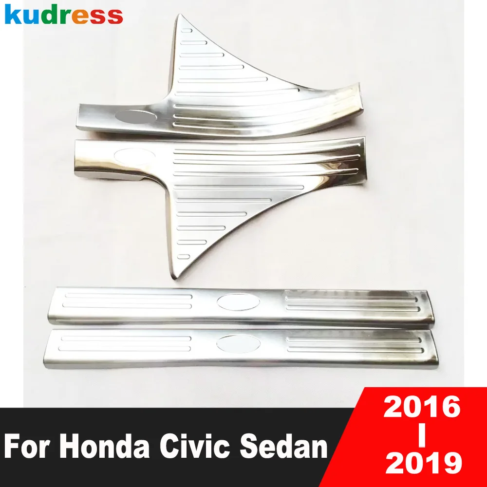 

For Honda Civic 2016 2017 2018 2019 Sedan Stainless Steel Car Door Sill Scuff Plate Cover Trim Welcome Pedal Guard Accessories