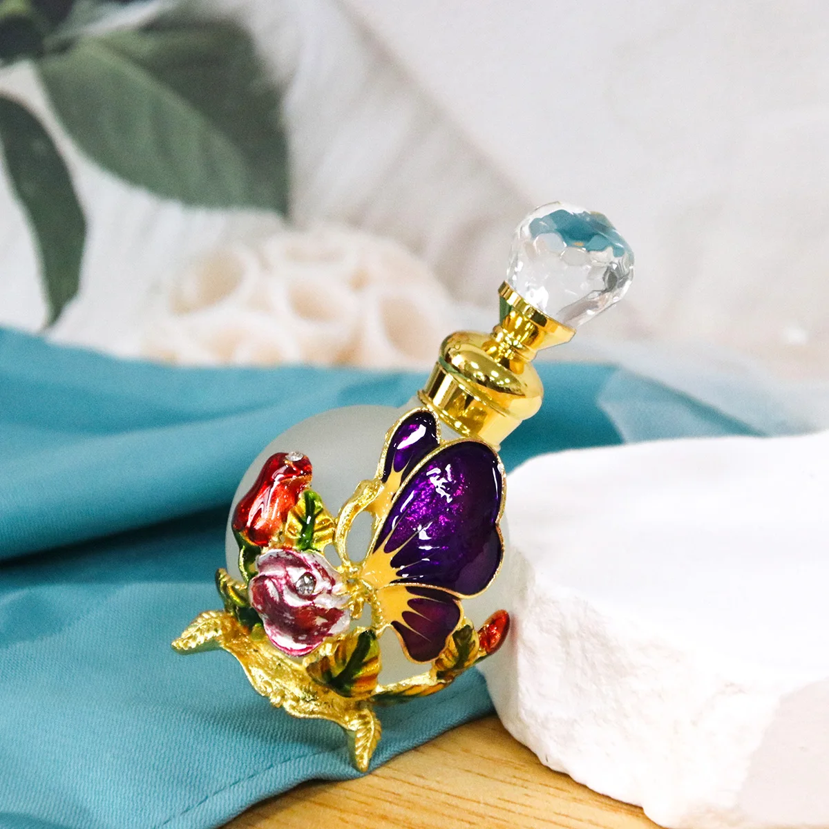 25ml Decorative Butterfly Rose Bottle with Zinc Alloy Metal Detailing and Glass Interio... - SKU PBGS2004 - UGI Packaging