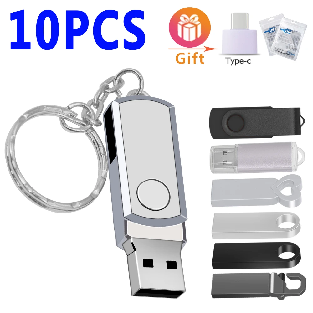 Серебристый металлический флеш-накопитель USB 2 0 10 шт./лот 8 ГБ 16 32 64 |