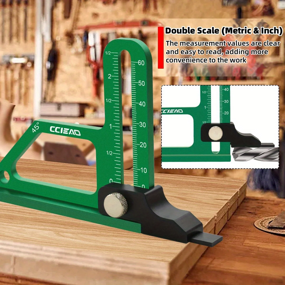 0-60mm CNC 높이 및 깊이 측정기 - 테이블쏘 블레이드 및 라우터 비트의 빠른 설치를 위한 정밀 알루미늄 공구