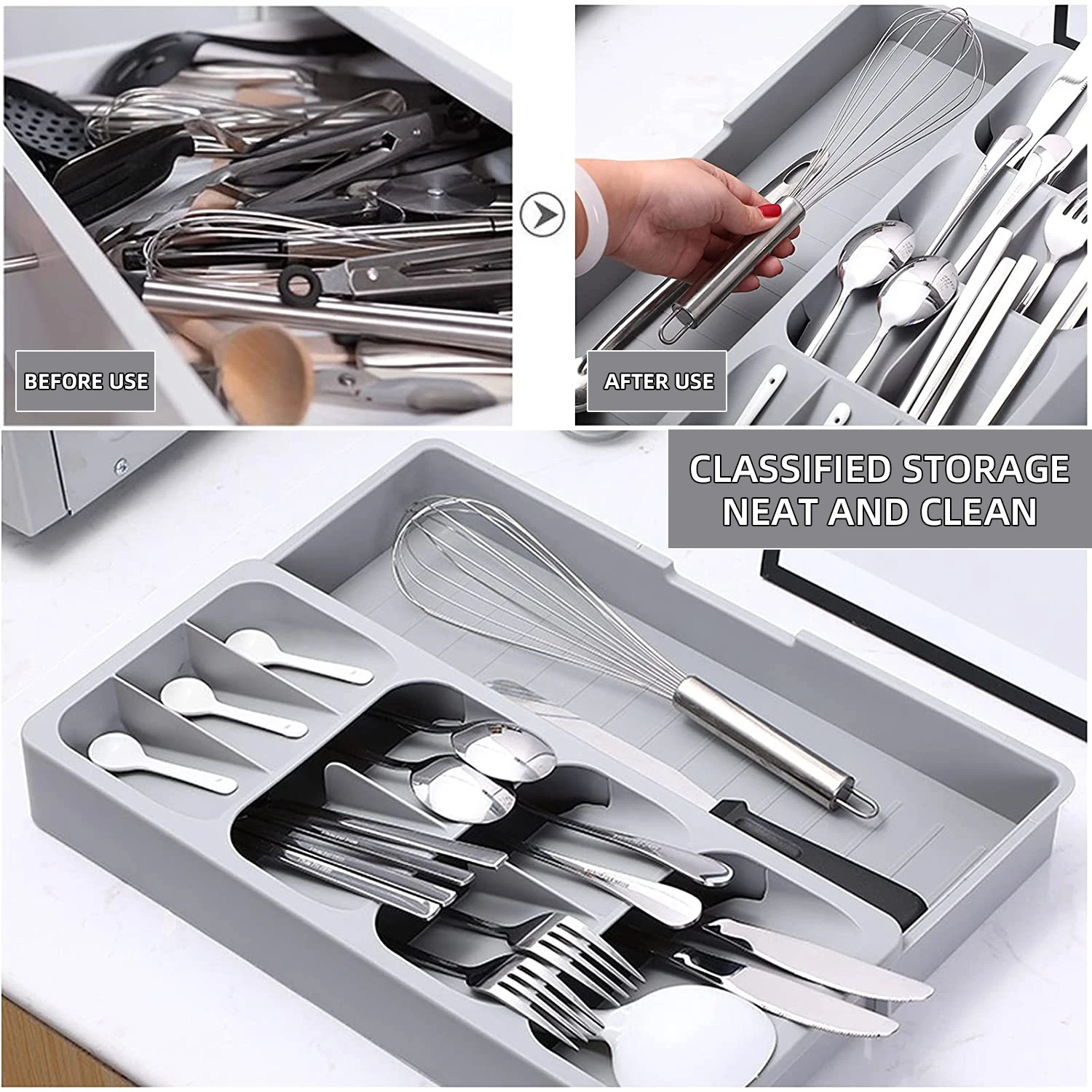 Kitchen Cutlery Storage Tray Knife holder Kitchen Organizer Kitchen Container  Spoon Fork Storage Separation Knife Block Holder
