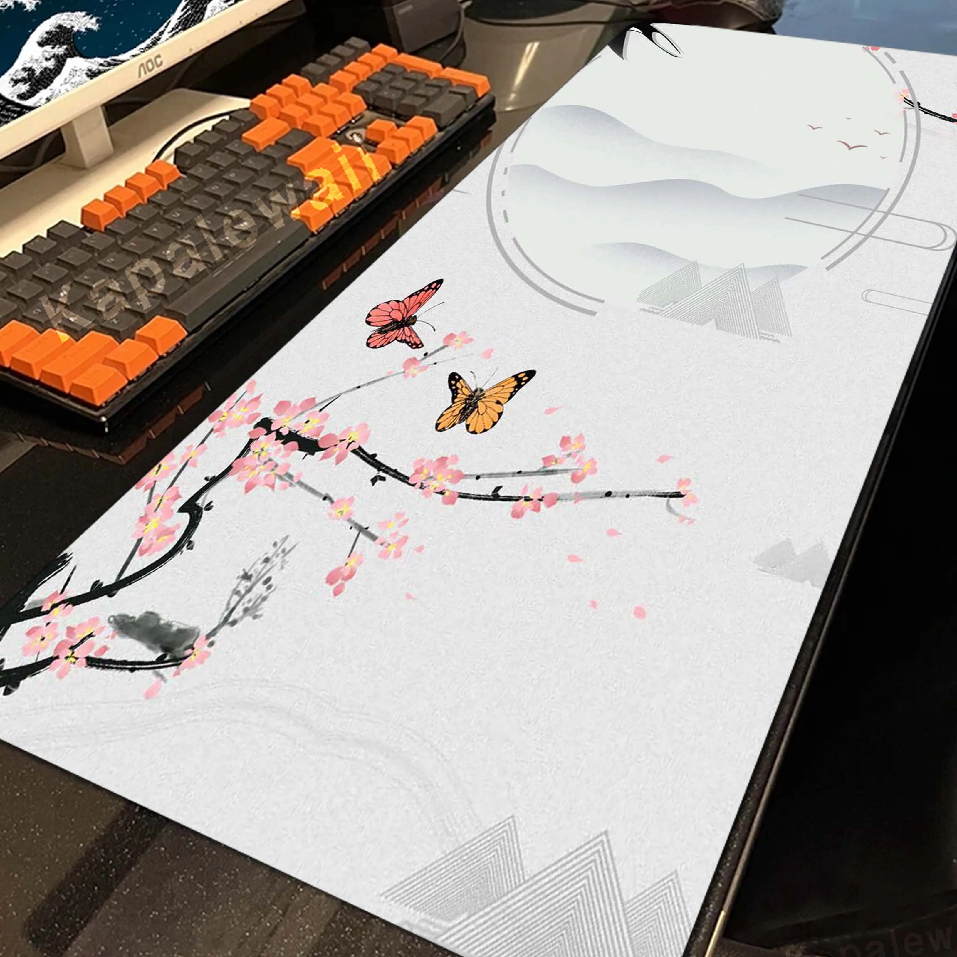 

HD Print Plum Blossom Pattern Mouse Pad XXL Mousepad Rubber Keyboard Pads Gaming Setup Accessories Mouse Mat 900x400mm Desk Mat