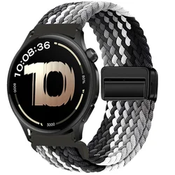 Magnetic Braided Nylon Loop Band - Elastic Strap Bracelet Accessory, 22mm for Oneplus 3 46mm(22mm) (Black clever)