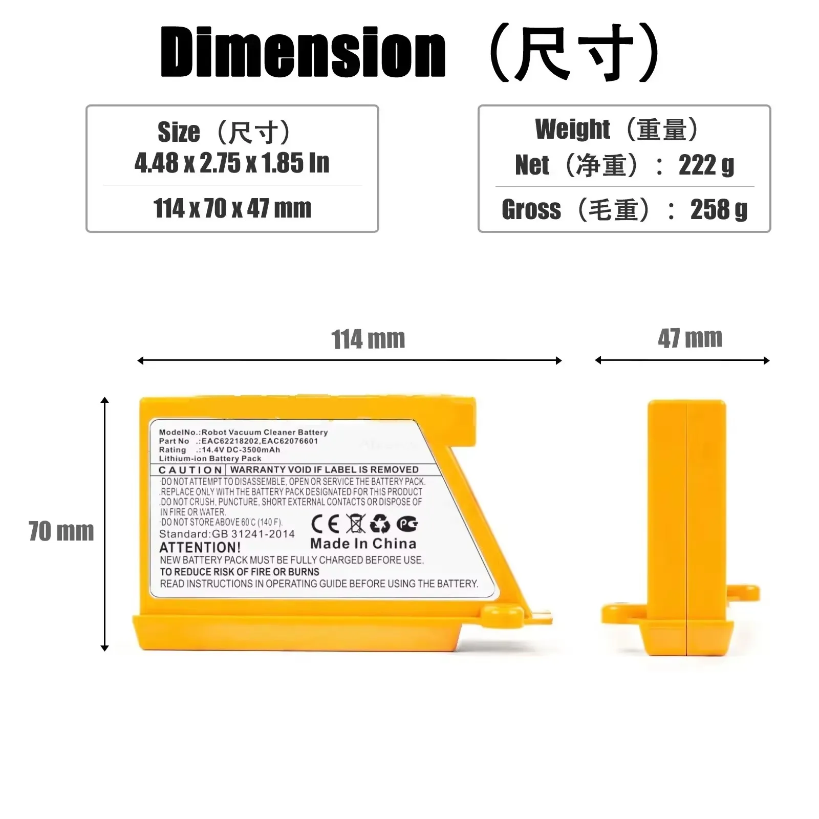 2500mAh EAC62218205 For LG Sweeping Mopping Robot Battery VR6260LVM VR6540LV R76CIM VR5940L VR6540VL EAC60766107 Vacuum Cleaner