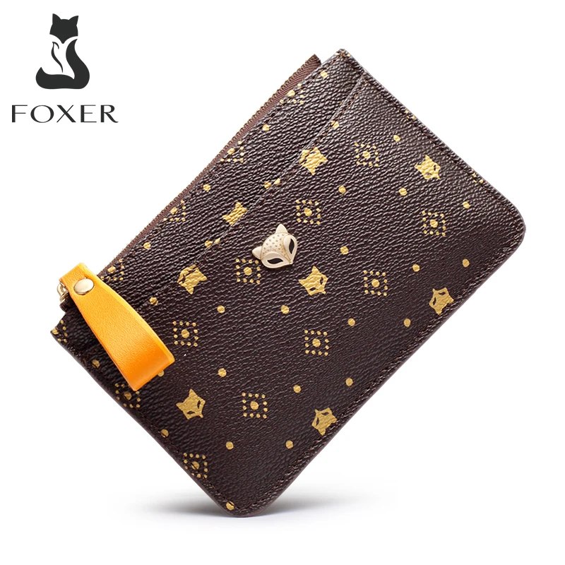 FOXER Brand Women PVC Mini Card Holder Wallet 2025 New Signature