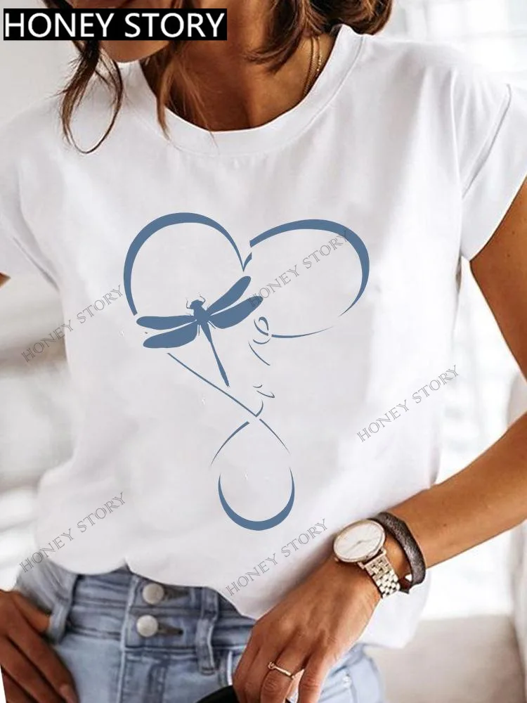 thumbnail image 1 of Camiseta holgada con estampado de mariposa y libélula explosiva para mujer, camiseta de manga corta con cuello redondo, camiseta de gran tamaño, ropa para mujer, 1 of 5