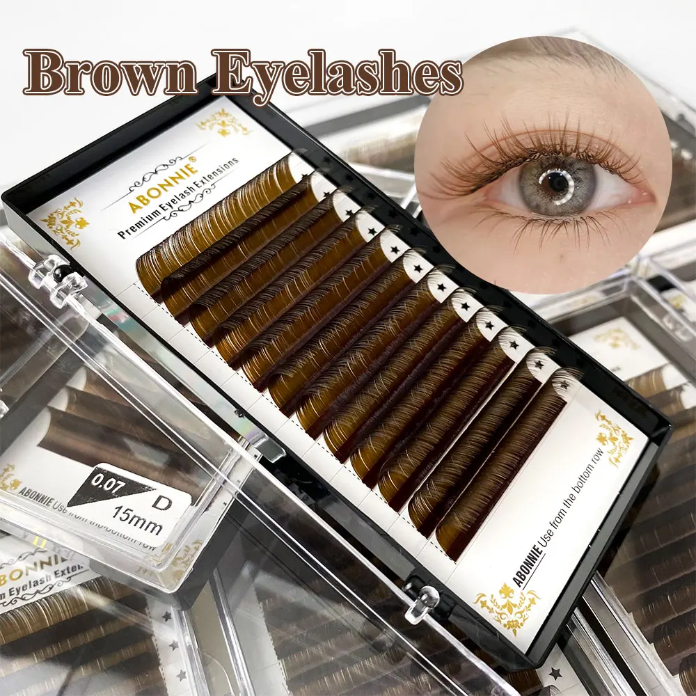 

Abonnie Individual False Dark Brown Eyelashes Natural Eyelash Extension Colored Mink lashes Extensions 0.07/0.10