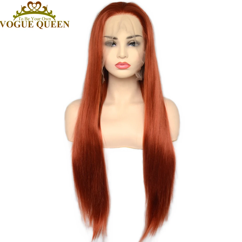 Vogue Queen Copper Red Synthetic Lace Front Wig Silky Straight Heat  Resistant Fiber Daily Wear For Women|Synthetic Lace Wigs| - AliExpress