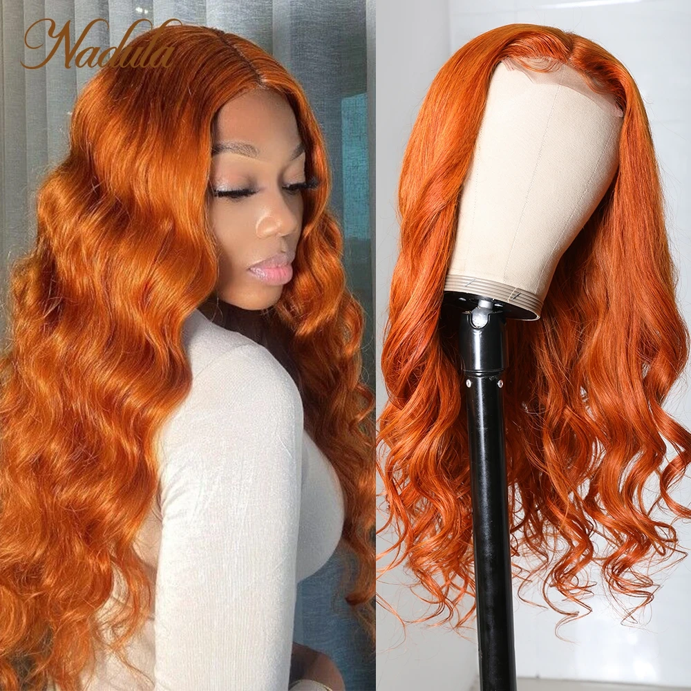 Nadula Hair Ginger Orange Body Wave Human Hair Lace Part Wigs  4x1 Middle Part Lace Wigs Colored Lace Human Hair Wigs for Women