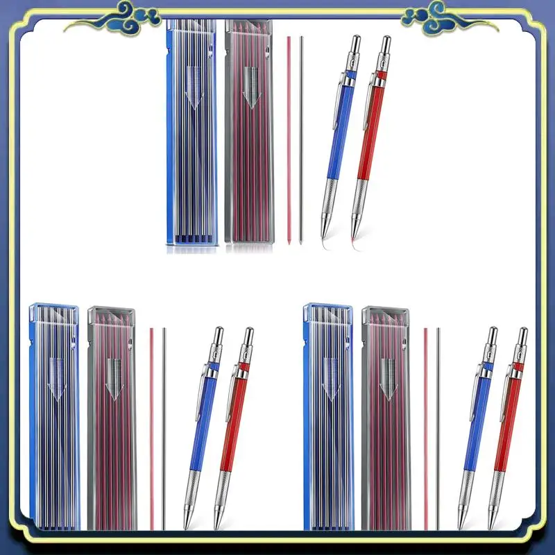 휴대용 6 Pcs 줄무늬 용접기 연필 72 Pcs 2Mm 리필 숫돌 목수 연필 내장 기계 연필