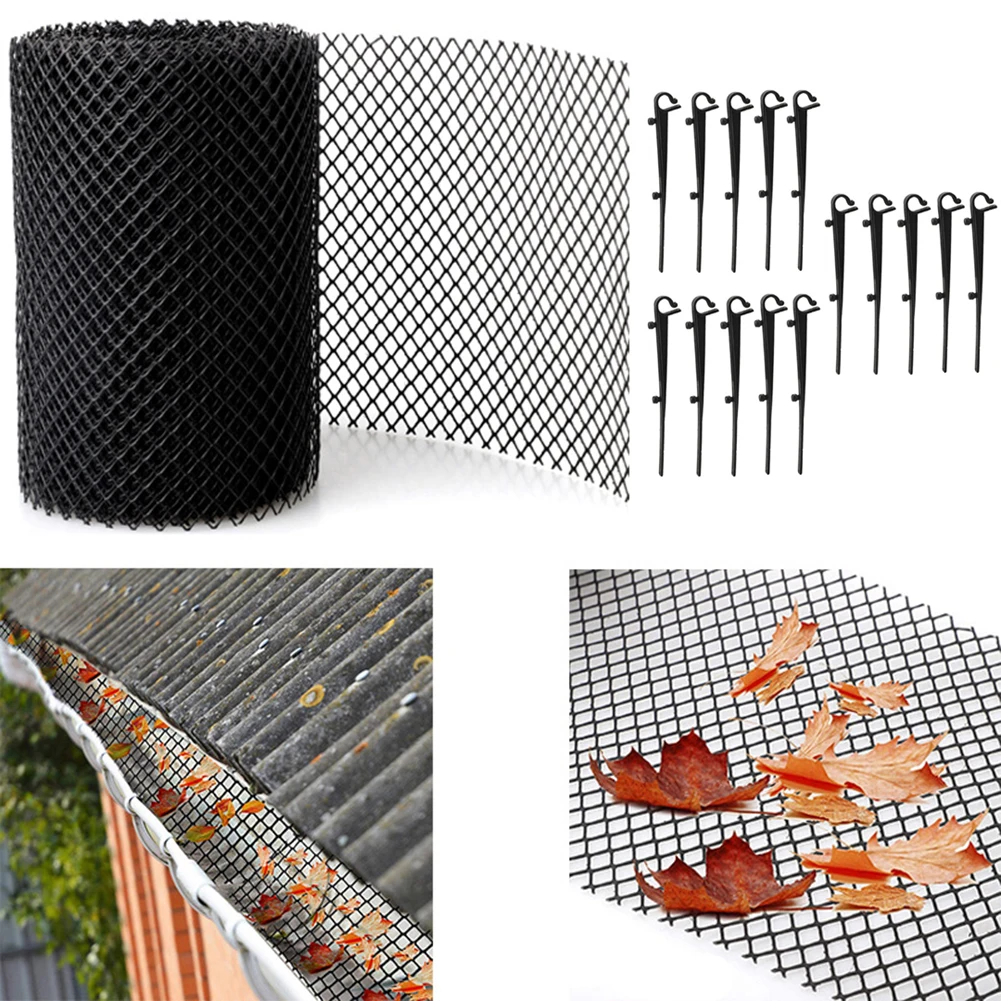 Gutter Protect Mesh Guard Leaf Mesh PP Installed Roll Keeps Leaves Dirt Out Gutters