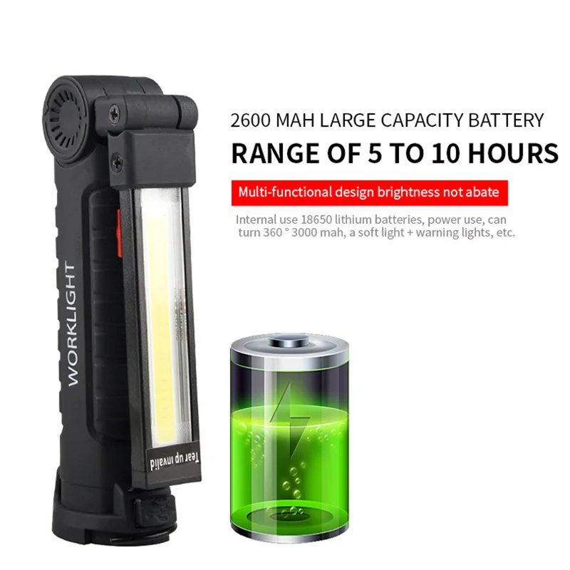 5 Modes USB Rechargeable Flash Light COB Torch Tail Magnet Work Lights Portable Camping Lantern LED