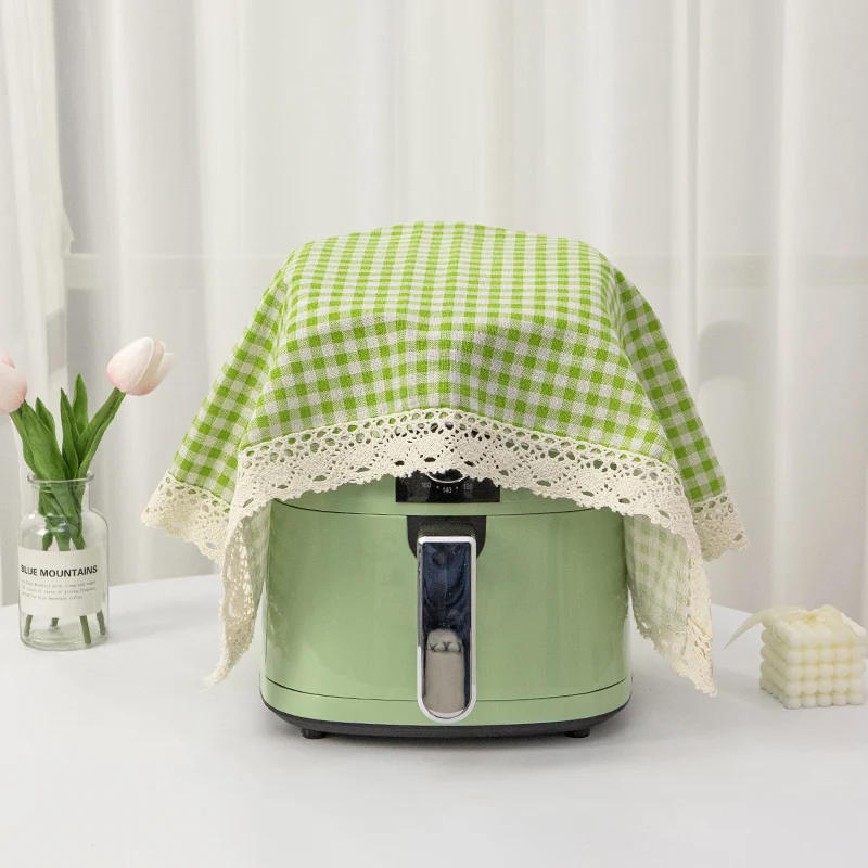 Cotton Linen Dust Covers Plaid Printed Microwave Oven Covers Simple Tablecloth Household Dust Protector Cabinet Cloth Protectors - 5