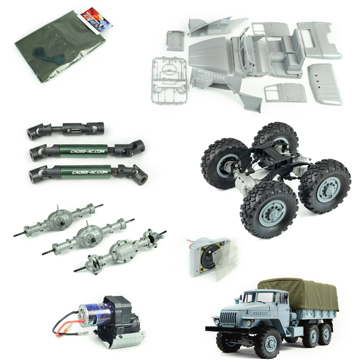 6*6 CROSSRC 1/12 RC Off-road Rock Car UC6 Military Truck Kits 35T Motor Metal Axles Hubs Unassembled Unpainted Toy Model TH10490 5