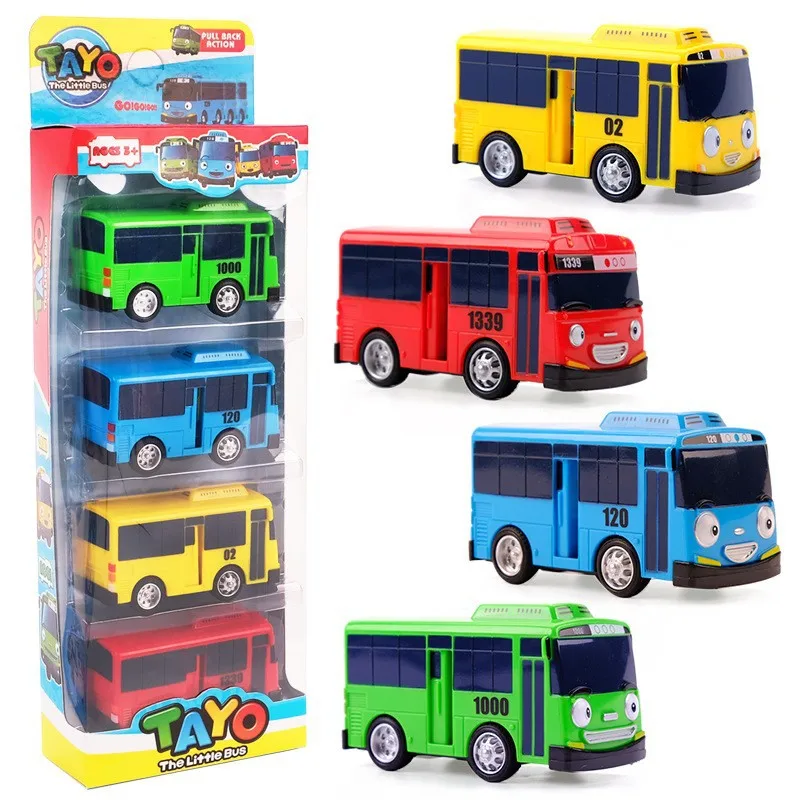 thumbnail image 1 of Juego de juguetes para hacer uno mismo con el pequeño autobús coreano Tayo, tirachinas y coche de tracción trasera, colección de coches de dibujos animados de Tayo, 1 of 4