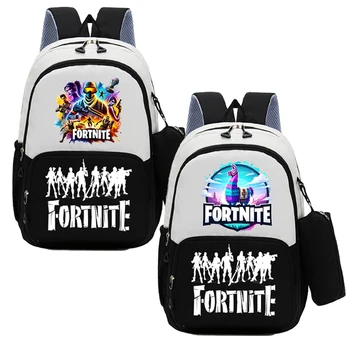 2 pezzi Fortnites Zaini grandi Set di borse per matite Gioco Fortress Night Stampato Cartoon Schoolbag Pen Bag Borse portaoggetti Ragazzi Ragazze Regalo 1