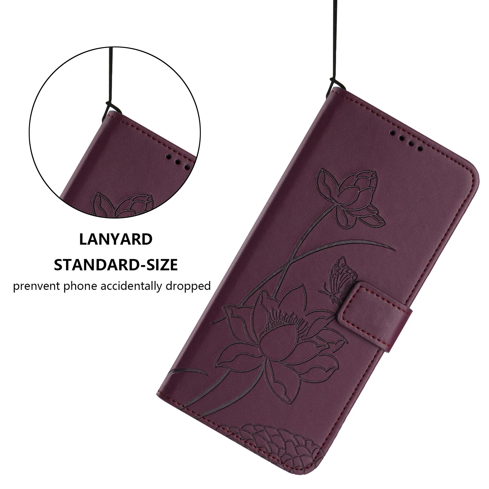 Elegant Floral Leather Phone Wallet Case - Premium Book Style Cover