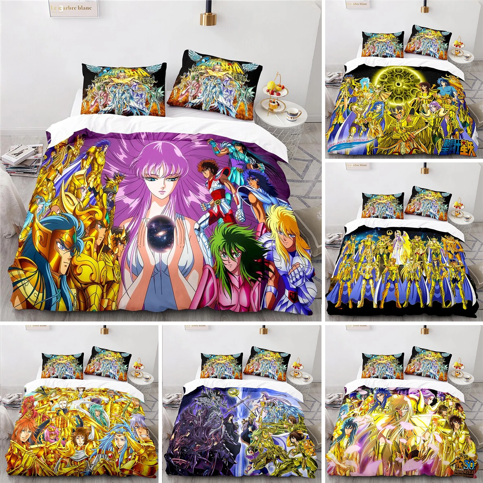 

Anime Saint Seiya Bedding Set Duvet Cover Bedroom Comforter Covers Single Twin King Size Quilt Cover Home Textile 2/3PCS