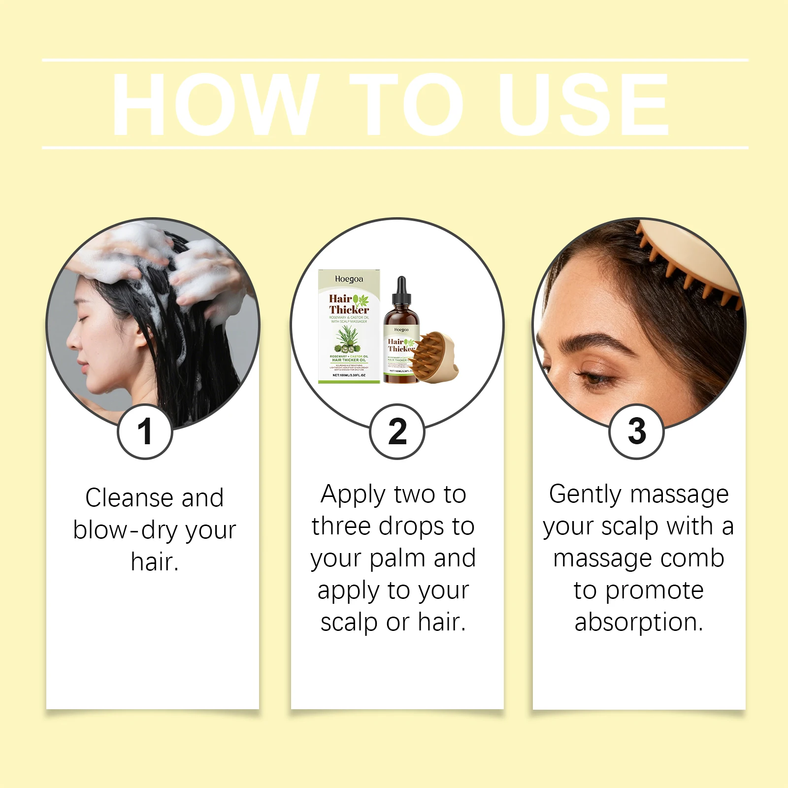 Rosemary Castor Oil Hair Essential Oil - Nourishes Hair, Massages Scalp, and Leaves Hair Strands Smooth & Shiny