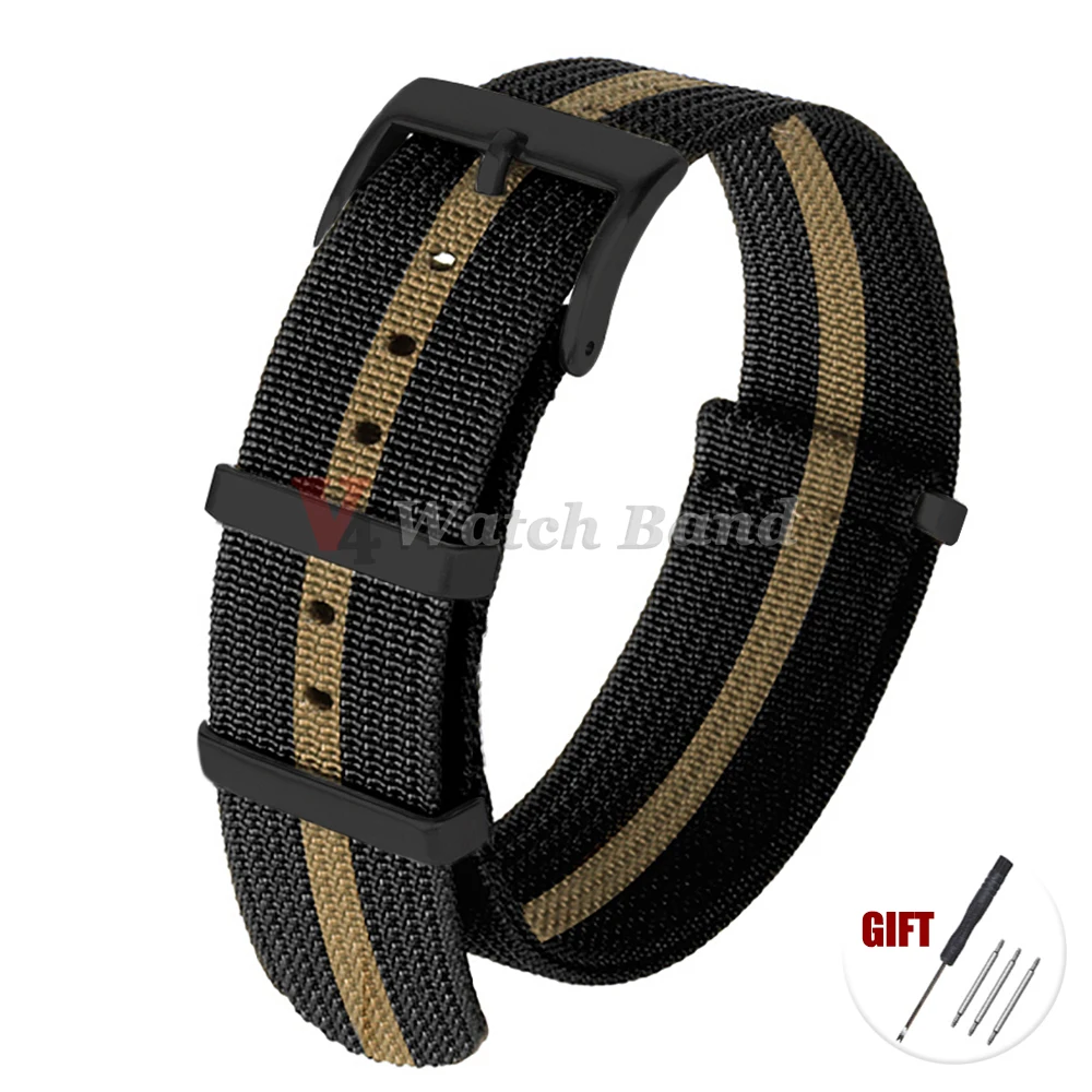 Premium Universal Nylon Fabric Bracelet with Black Buckle - Stylish Watch Strap Accessory