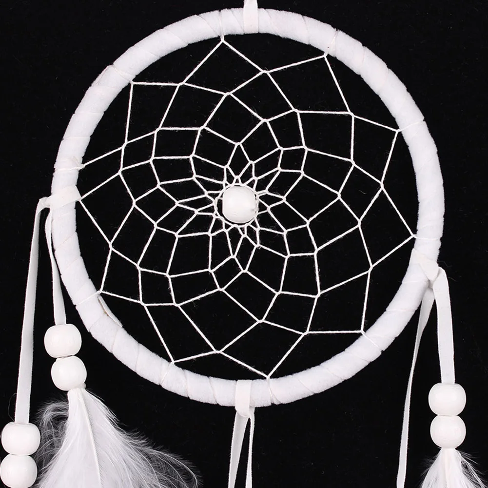 White Feather Dream Catcher Wind Chimes - Handmade Wall Hanging Decor
