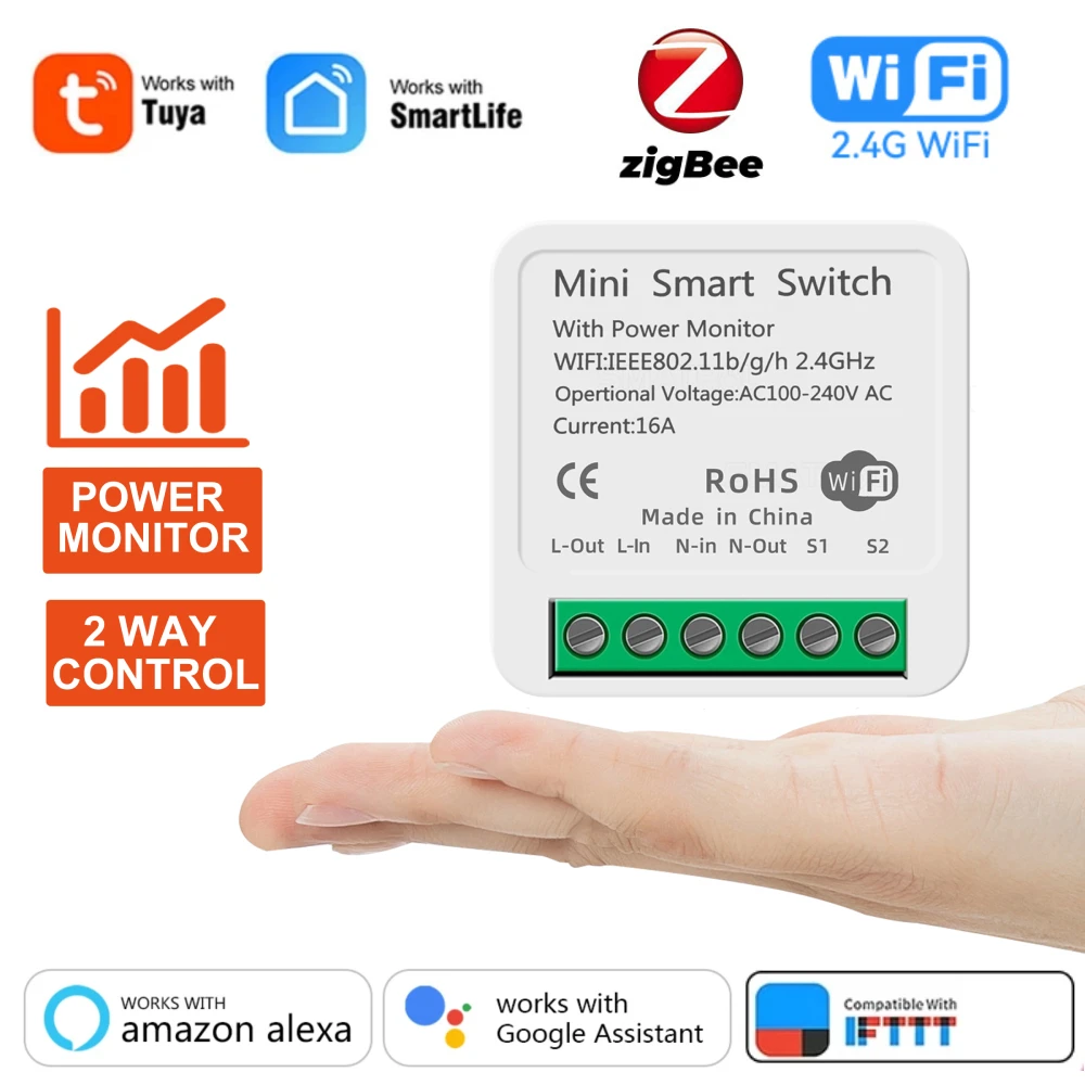Interruttore Smart Zigbee 1P 32A Per Guida DIN, Telecomando Tuya, Monitoraggio Consumi, Domotica - 3