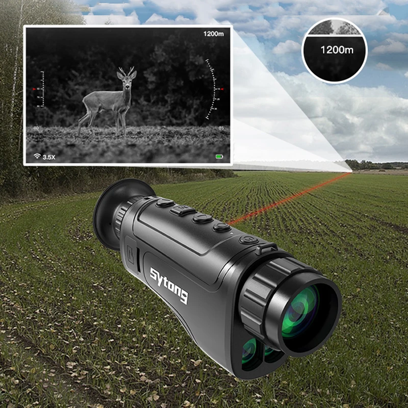 Sytong GS Handheld Thermal Imaging Monocular Built-in 1000M Laser Rangefinder WIFI,IP65,Hotspot Tracking Hunting Thermal Vision