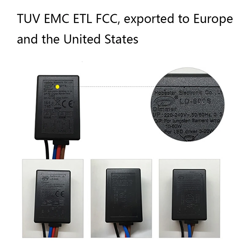 LED Dimmer Switch LED Dimmer Controller Smart Dimmer Switch Lamp Dimmer LD-600S Build-in 3 Way Finger Touch Dimmer for Tungslen Filament Lamp LED Light 220-240V AC