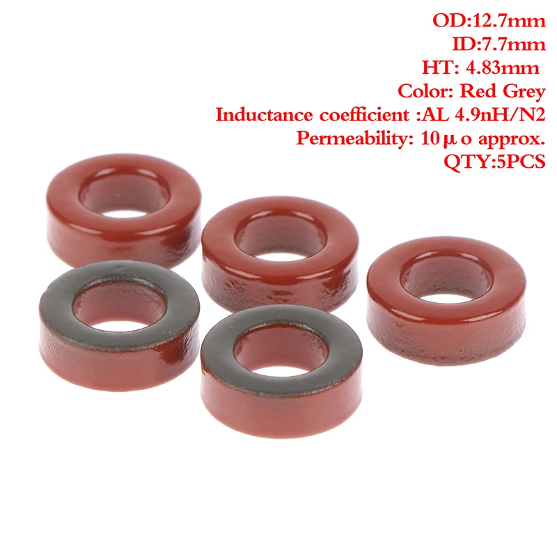 Premium Carbonyl Iron Powder Toroid Core Set - 5 Pieces, Micro Metal Magnetic Rings