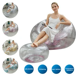 Transparent Sexy Inflatable Pouf Air Chair Sofa For Camping Set With Inflatable Stool Portable Furniture Outdoor Beach Lounger