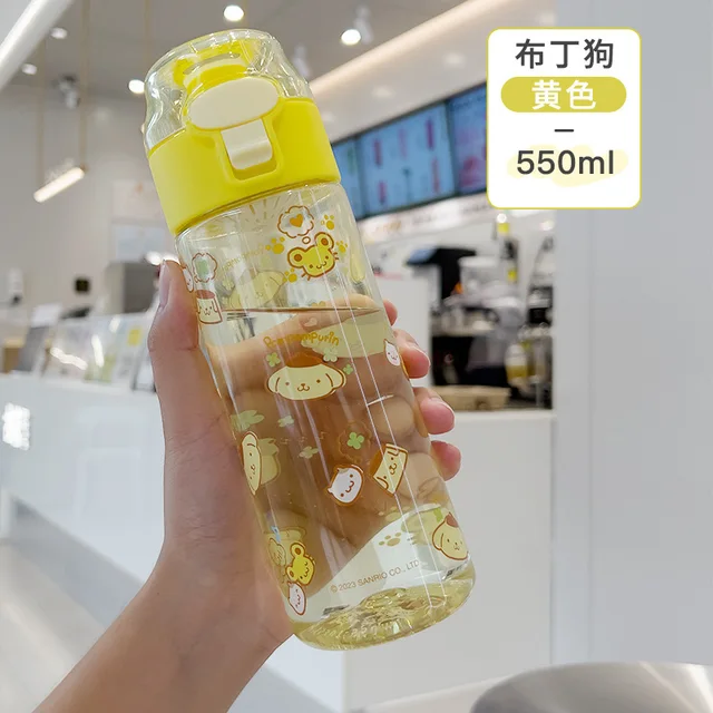 550ml Kawaii Sanrio Water Bottle Kuromi Cinnamoroll Cartoon Anime Glass Cup Sleeve Toys For Kids Kawaii Bottle Gift Water Cup 6