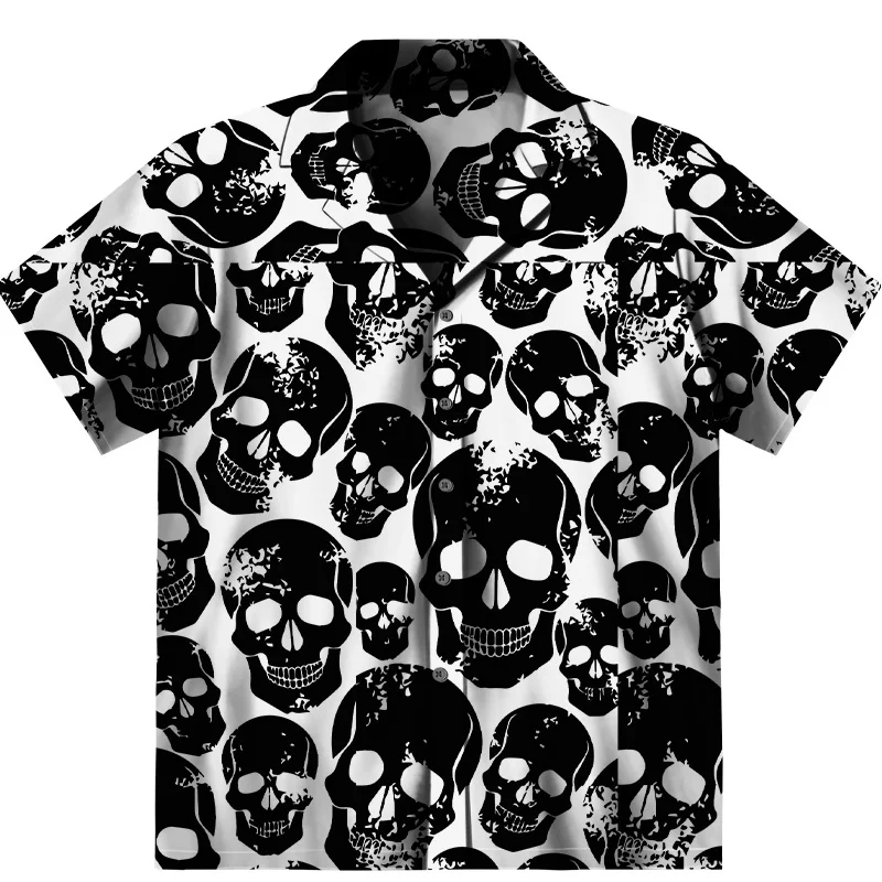

2023 Summer New Trendy Men Shirts Short Sleeve Cardigan Casual Oversized Tops Fashion Hip Hop Streetwear Men's Clothing Camisa