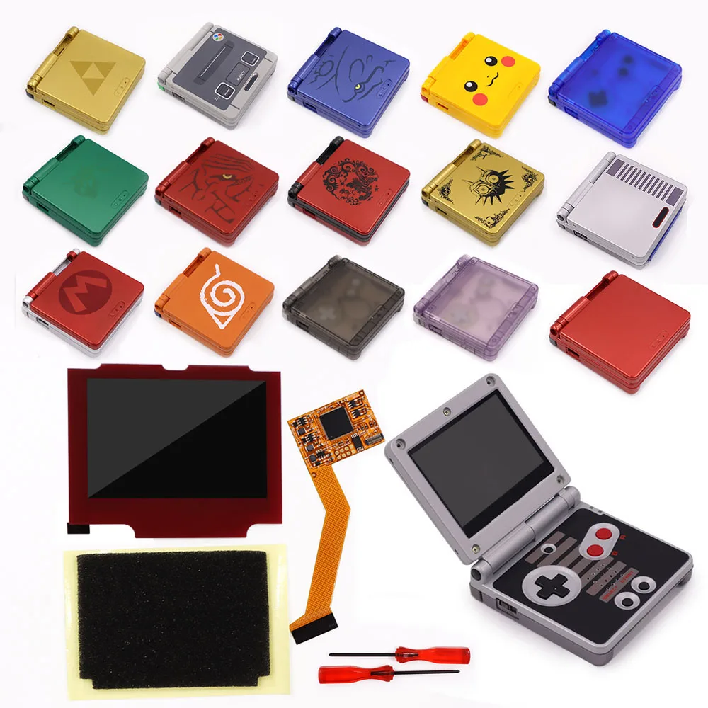 

Red Lens V2 IPS Screen комплекты ЖК-экранов 5 уровней яркости подсветки для GBA SP с предварительно вырезанным корпусом для игровой консоли Game Boy Advance Console