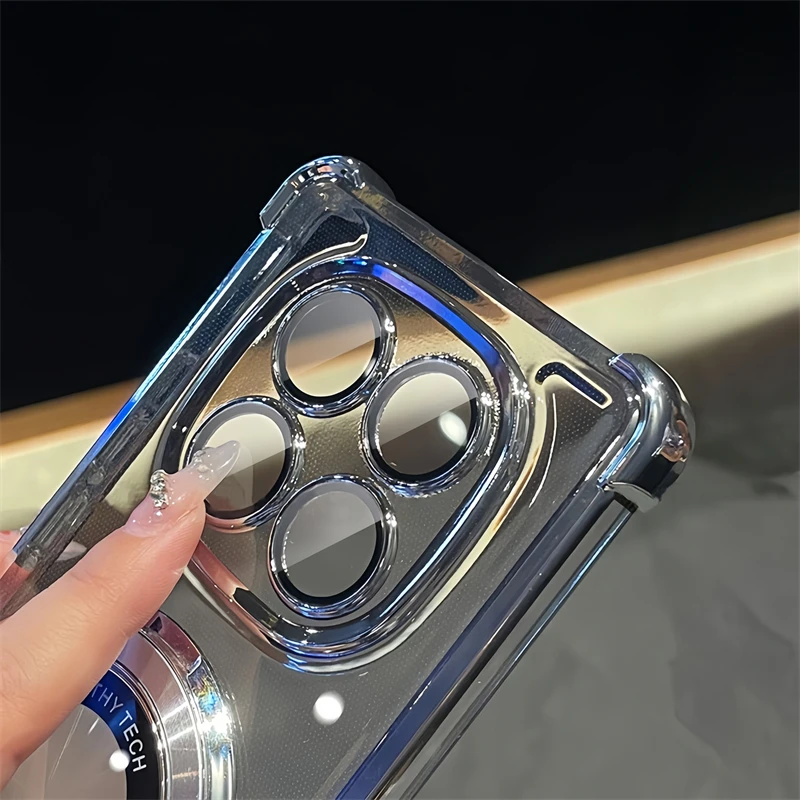 Luxury Plating Stand Shockproof Clear Phone Case Cover