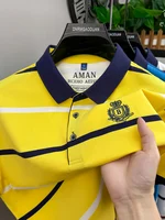 Mode rayé à manches courtes hommes polo été tendance marque lettre broderie design affaires décontracté respirant Paul T-shirt 3