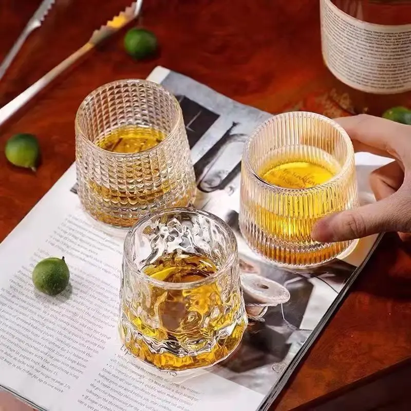 Whiskey Glass 160ml Thicken Creative Whiskey Glass Rotating Tumbler Spinning Liquor Cognac Brandy Snifter