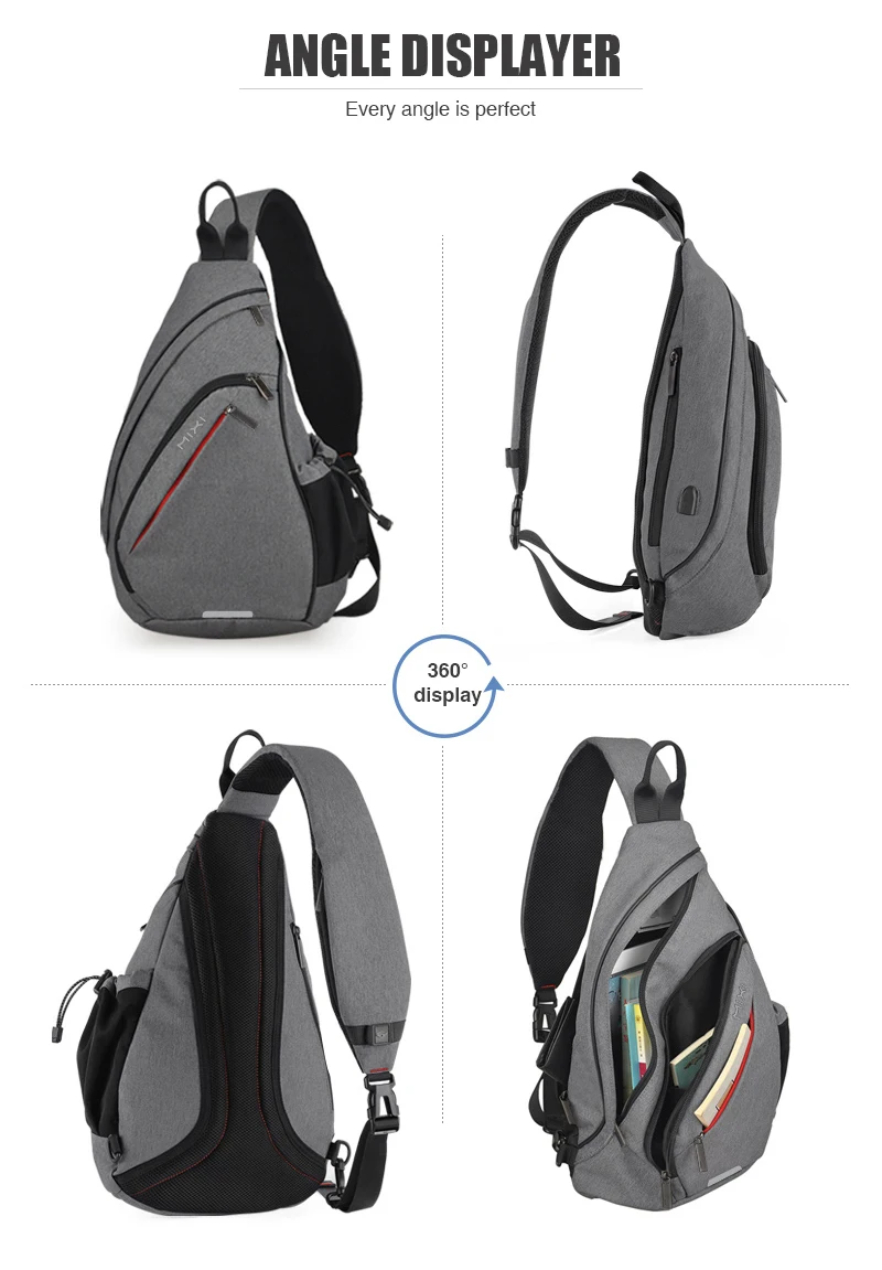 Mixi One Shoulder Backpack - Versatile Sling Bag for Men and Women - Crossbody, USB, and Fashionable for Cycling, Sports, Travel, and School