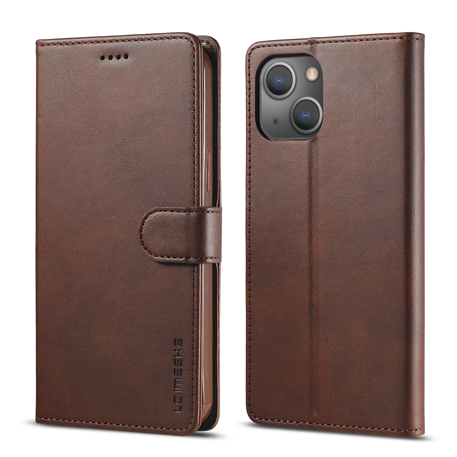 Leather Folding Wallet Phone Case with Card Holder & Kickstand Feature