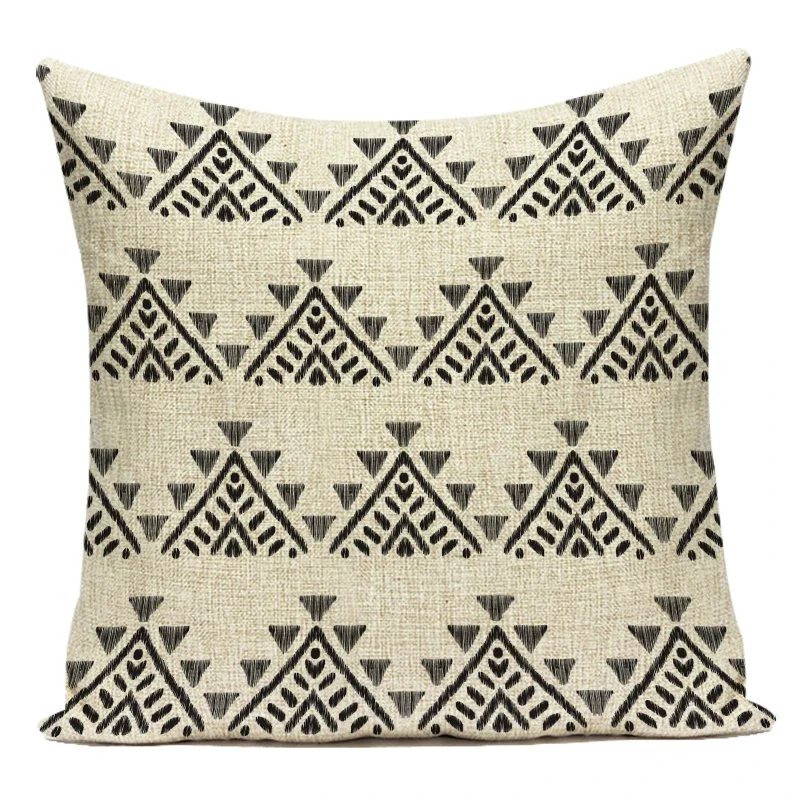 Vintage Boho Geometric Cotton Linen Decorative Throw Pillow Cover