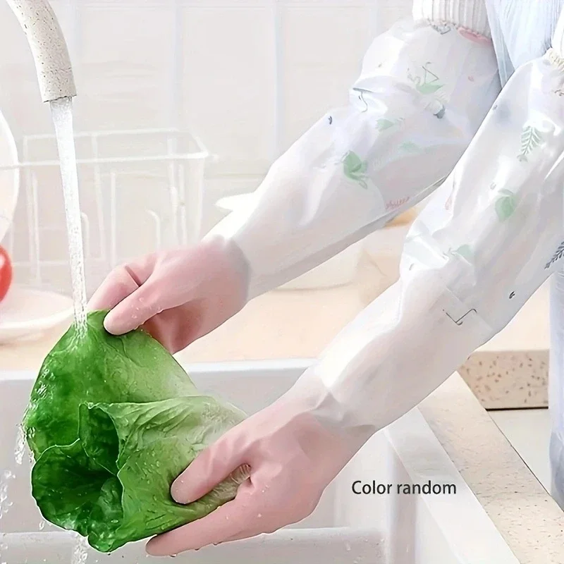 1 пара подовжуючих силіконових рукавичок для миття посуду Гумові рукавички для миття посуду Скруббер для побутової кухні Чистий інструмент