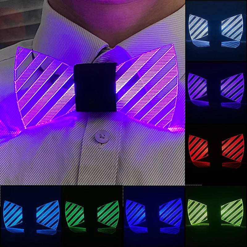 

Led Luminous Bow Tie Neon Light Trendy Costume Accessories Light Up Glowing Acrylic LED Tie For Halloween Cosplay Party