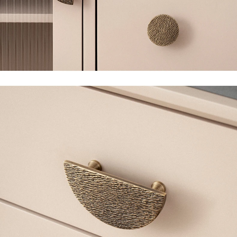 round brass drawer handle modern cabinet hardware detail