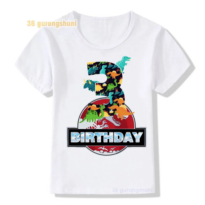 t shirt boys t shirts Happy birthday 2 3 4 5 years kids tshirt cartoon dinosaur t-shirts tops for girls shirts children clothes t-shirt for kid girl	