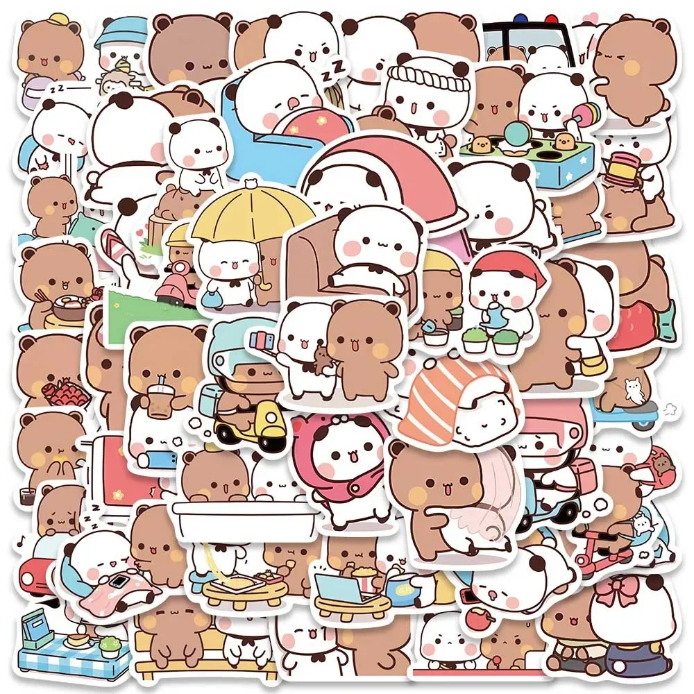 50pcs Bubu and Dudu Stickers Cute Bear Couple DIY Toy Doodles Decorative Graffiti Decal Phone Bottles Scrapbook Waterproof decorative stickers